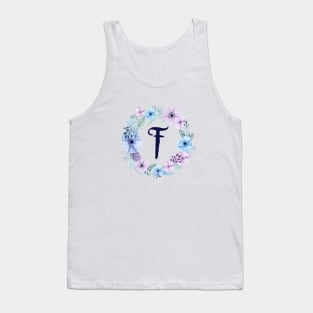 Floral Monogram F Icy Winter Blossoms Tank Top